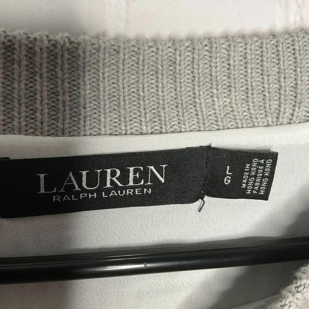 Lauren Ralph Lauren Women’s Large Layered  Hem Long Sleeve Top Crew Neck Sweater